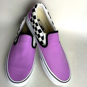VANS•CLASSIC SLIP ON•MAGIC FANTASY•PURPLE/BLACK&WHITE CHECKERED•WOMENS 9.5